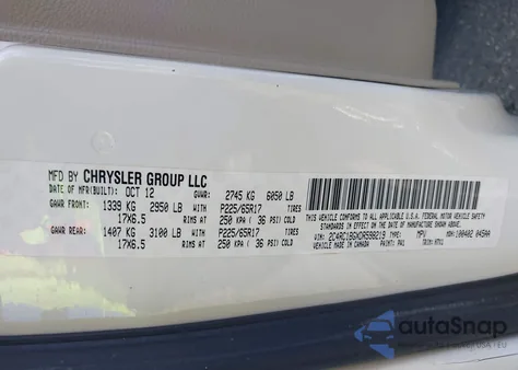 2013 Chrysler Town & Country Touring from USA, damaged, VIN 2C4RC1BGXDR598219